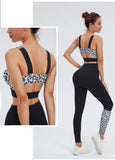 Cloud Hide SEXY Leopard Yoga Set Women Sports Wear Gym Tracksuit Clothes Workout Leggings Crop Top Bra Fitness Suit Sportswear