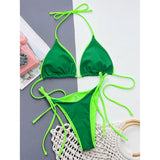 Sexy 7 Colors Halter Brazilian Bikini Female Swimsuit Women Swimwear Two-Pieces Bikini Set Bather Bathing Suit Swim Lady V3860