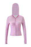 Iamgia New Front Shoulder Slim Fit Letter Printed Open Line Design Slim Fit Hooded Zipper Short Jacket Pants Set