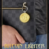 Creative and Fun Bitcoin Butane Gas Lighter Open Flame Lighter Virtual Coin Pendant Mini Portable Lighter Smoking Men's Gift