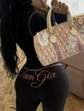 Gia Slim-Fit Letter Print Topstitching Design Hooded Zip-Up Jacket and Pants Set