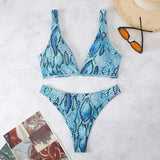 Sexy Snake Print Micro Bikini 2024 Women Swimsuit Female Swimwear Thong  Bikini Set Brazilian Halter Bathing Suit