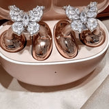 Creative Butterfly Earphone Clips Silver Tassels Headphone Accessories Two Pieces Set Artificial Crystals Earphone Decorations