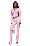 Iamgia New Front Shoulder Slim Fit Letter Printed Open Line Design Slim Fit Hooded Zipper Short Jacket Pants Set