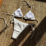 Shells Halter High Cut Strappy Two-Pieces Bikini Set Bikini Female Swimsuit Women Swimwear Padded Bathing Suit Bather Swim V6416