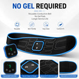 Smart EMS Core Trainer Belt, No Gel Required, 9 Intensity Levels, USB Rechargeable Muscle Stimulator for Home Fitness & Recovery