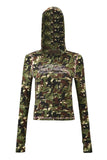 Iamgia New Front Shoulder Slim Fit Letter Printed Open Line Design Slim Fit Hooded Zipper Short Jacket Pants Set