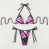S - XL Sexy Two-Pieces Bikini Set Bather Bathing Suit Swim Printed Halter Padded Bikini Female Swimsuit Women Swimwear V4910