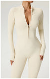 TRY TO BN Women's Fitness Jumpsuit Long Sleeve Zipper High Strength Yoga Bodysuit For Gym Workout Sportswear One Piece Clothing