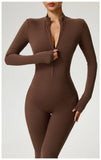 TRY TO BN Women's Fitness Jumpsuit Long Sleeve Zipper High Strength Yoga Bodysuit For Gym Workout Sportswear One Piece Clothing