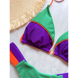Bather Bathing Suit Swim Splicing Halter High Cut Brazilian Bikini Women Swimwear Female Swimsuit Two-Pieces Bikini Set V6067