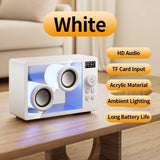 Mini Transparent Bluetooth Speaker Wireless Powerful Bass Music Box Soundbar with Colorful Atmosphere Light Support TF Card Play