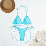 New Sexy Bikini Women Print  Bikini Set Halter Backless Swimsuit Swim Wear Biquini Dot biquini female Beachwear Sexy Bikini Set