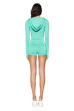 new shoulder letter printed open thread design slim fit hooded zipper short jacket shorts set