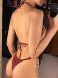 Sexy Wrinkled High Cut Thong Bikini Women Swimwear Female Swimsuit Two-Pieces Bikini Set Bather Bathing Suit Swim Lady V4010C