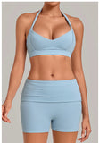 Halter Yoga Bra Women's Backless Sports Fitness Underwear Breathable Runnings Push Up Crop Top Female Yoga Workout Underwear