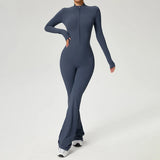 TRY TO BN Women's Fitness Jumpsuit Long Sleeve Zipper High Strength Yoga Bodysuit For Gym Workout Sportswear One Piece Clothing