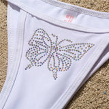 Bling Butterfly Rhinestone Bikini Women Swimwear Two-Pieces Bikini Set Female Swimsuit Halter Bather Bathing Suit Swim V2576