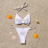 Bling Butterfly Rhinestone Bikini Women Swimwear Two-Pieces Bikini Set Female Swimsuit Halter Bather Bathing Suit Swim V2576