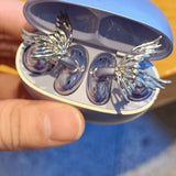 Creative Butterfly Earphone Clips Silver Tassels Headphone Accessories Two Pieces Set Artificial Crystals Earphone Decorations