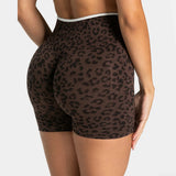 Women's High Waisted Leopard Print Yoga Shorts — Seamless Tummy Control Workout Biker Shorts for Gym, Fitness, and Running