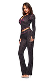 Gia 26SS Slim Fit Letter Printed Open Thread Design Hooded Zipper Short Jacket Pants Set