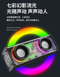 V8 Transparent Mecha Speakers Bluetooth 5.0 Wireless Double Bass Diaphragm Subwoofer Music TWS RGB Light Mini Party Loudspeaker