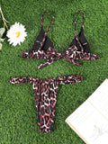Miyouj 2026 Bikinis Leopard Swimsuit Bandage Bath Wear Sexy Piece Suits Low Waist Swimwear Triangle Bathsuit Summer Biquini