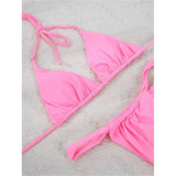 Sexy Wrinkled High Cut Thong Bikini Women Swimwear Female Swimsuit Two-Pieces Bikini Set Bather Bathing Suit Swim Lady V4010C