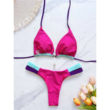 Bather Bathing Suit Swim Splicing Halter High Cut Brazilian Bikini Women Swimwear Female Swimsuit Two-Pieces Bikini Set V6067