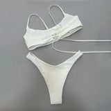 Lace Up Brazilian High Cut Leg Bikini Female Swimsuit Two-Pieces Bikini Set Women Swimwear Padded Bathing Suit Bather Swim V6654