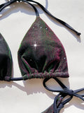 Shiny Gradient Purple Halter Strappy Bikini Female Swimsuit Women Swimwear Two-pieces Bikini Set Bather Bathing Suit Swim Lady
