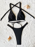 S - XL Halter High Cut Mini Thong Bikini Women Swimwear Female Swimsuit Two-pieces Bikini Set Metal Chain Bathing Suit Swim Lady