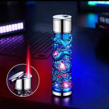 Ransparent Electric Butane Gas Lighter Windproof Straight Torch Lighter Colorful Lights Blue Flame Cool New Gift Hot Sales