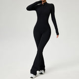 TRY TO BN Women's Fitness Jumpsuit Long Sleeve Zipper High Strength Yoga Bodysuit For Gym Workout Sportswear One Piece Clothing