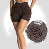 Women's High Waisted Leopard Print Yoga Shorts — Seamless Tummy Control Workout Biker Shorts for Gym, Fitness, and Running