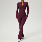 TRY TO BN Women's Fitness Jumpsuit Long Sleeve Zipper High Strength Yoga Bodysuit For Gym Workout Sportswear One Piece Clothing