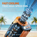 3-in1 Waist Fan, Portable Fan, Handheld Fan, Neck Fan, Mini Fan, Desktop Fan, Can Be Used as an Emergency Power Bank, 5000mAh 10H Long Lasting, 100 Speed Adjustable, LED Flashlight & SOS Light, Flashlight, Type-C Recharg