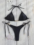 Miyouj Triangle Swimwear Sexy Swimsuits Solid Bikini String Bathsuit Women's Two Piece Suit Push Up Swimsuit High Cut Bikini Set