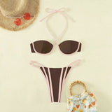 New Sexy Bikini Women Print  Bikini Set Halter Backless Swimsuit Swim Wear Biquini Dot biquini female Beachwear Sexy Bikini Set