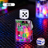 Rotating Dice Mahjong Stereoscopic Design Windproof Red Flame Butane Gas Lighter Pull down Ignition Outdoor Fun Lighters