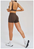 2PCS Yoga Shorts Set Women Tracksuits Gym Clothes Fitness Sports Suit Female Shockproof Bra High Waist Shorts Set Sportswear