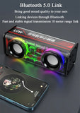 V8 Transparent Mecha Speakers Bluetooth 5.0 Wireless Double Bass Diaphragm Subwoofer Music TWS RGB Light Mini Party Loudspeaker