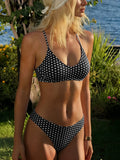 Sexy Polka Dot Print Bikini Set for Women Quick Dry Low Waist Push Up Swimwear Beach Vacation Bathing Suits for Females