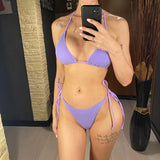Glitter Sparkling Halter High Leg Cut Bikini Female Swimsuit Women Swimwear Two-Pieces Bikini Set Bather Bathing Suit Swim V5501