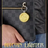 Creative and Fun Bitcoin Butane Gas Lighter Open Flame Lighter Virtual Coin Pendant Mini Portable Lighter Smoking Men's Gift