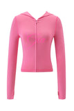 Gia Slim-Fit Letter Print Topstitching Design Hooded Zip-Up Jacket and Pants Set