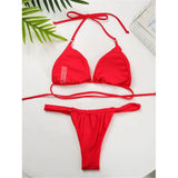 Sexy Wrinkled High Cut Thong Bikini Women Swimwear Female Swimsuit Two-Pieces Bikini Set Bather Bathing Suit Swim Lady V4010C