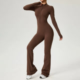 TRY TO BN Women's Fitness Jumpsuit Long Sleeve Zipper High Strength Yoga Bodysuit For Gym Workout Sportswear One Piece Clothing