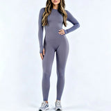 Sports Overall Bodysuit Women Seamless Jumpsuit Gym One-piece Suit Workout Outfits Backless Yoga Tights Long Sleeve Activewear